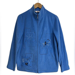 Northern Reflections Blue Full Zip Fleece Jacket with Embroidery Size Medium